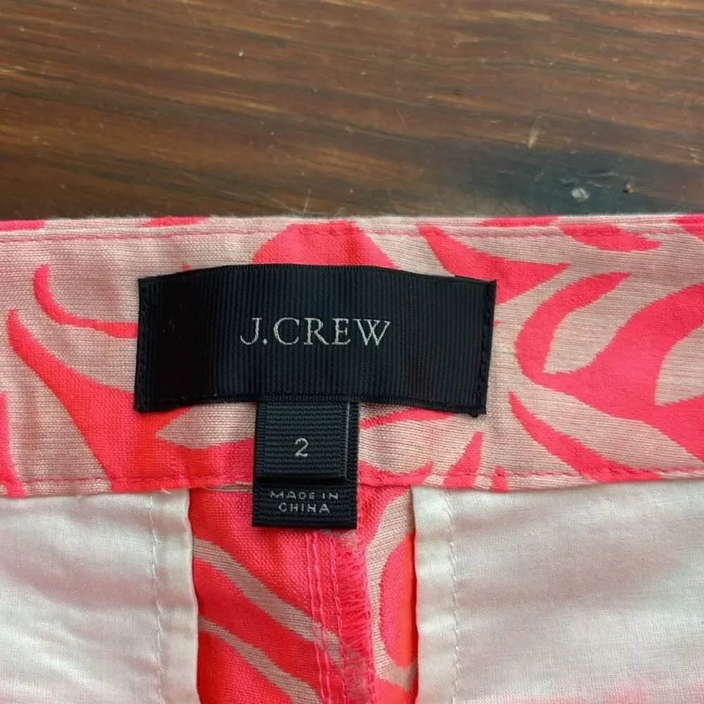 J. Crew botanical plumeria relief print jacquard side zip hi rise dress shorts 2